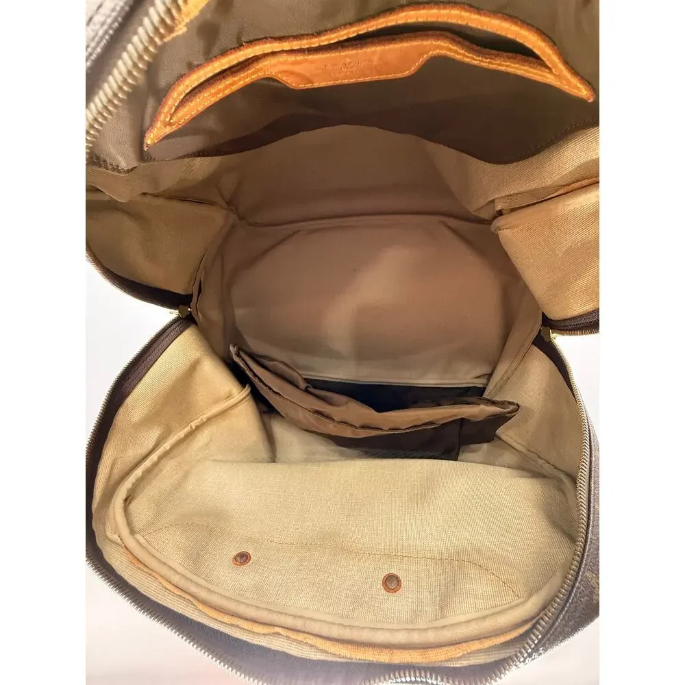 Louis Vuitton Monogram Canvas Evasion MM Travel Bag Brown Leather Weekend Duffel
